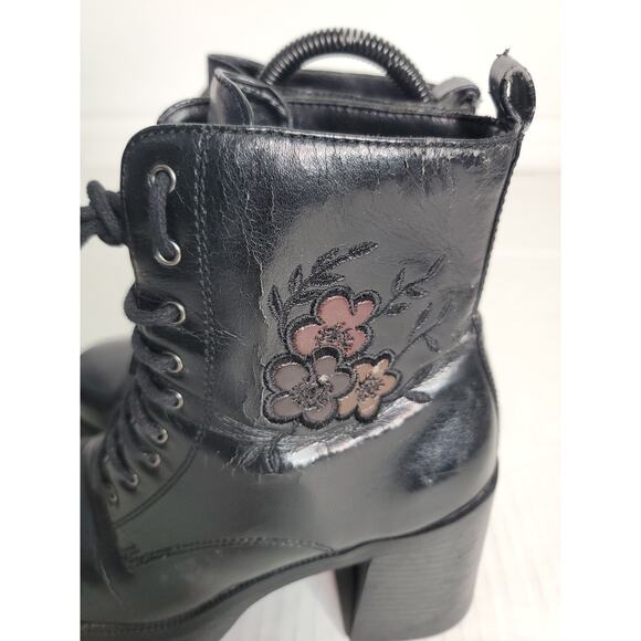 VGT No Boundaries 90s Y2K Black Chunky Platform Heel Boots Lace Up 7 Goth Grunge - Picture 5 of 14